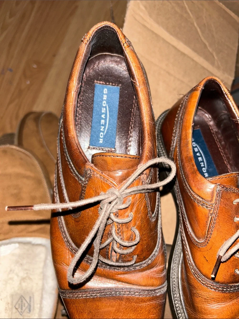 Sven Men's Brown Leather Cap-Toe Derby Oxfords